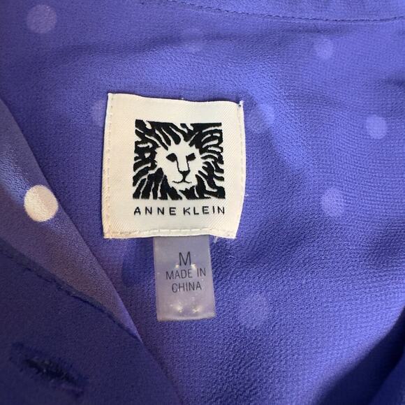Anne Klein Women's Polka Dot Chiffon Button-Up Blouse Purple Size M - Picture 4 of 13